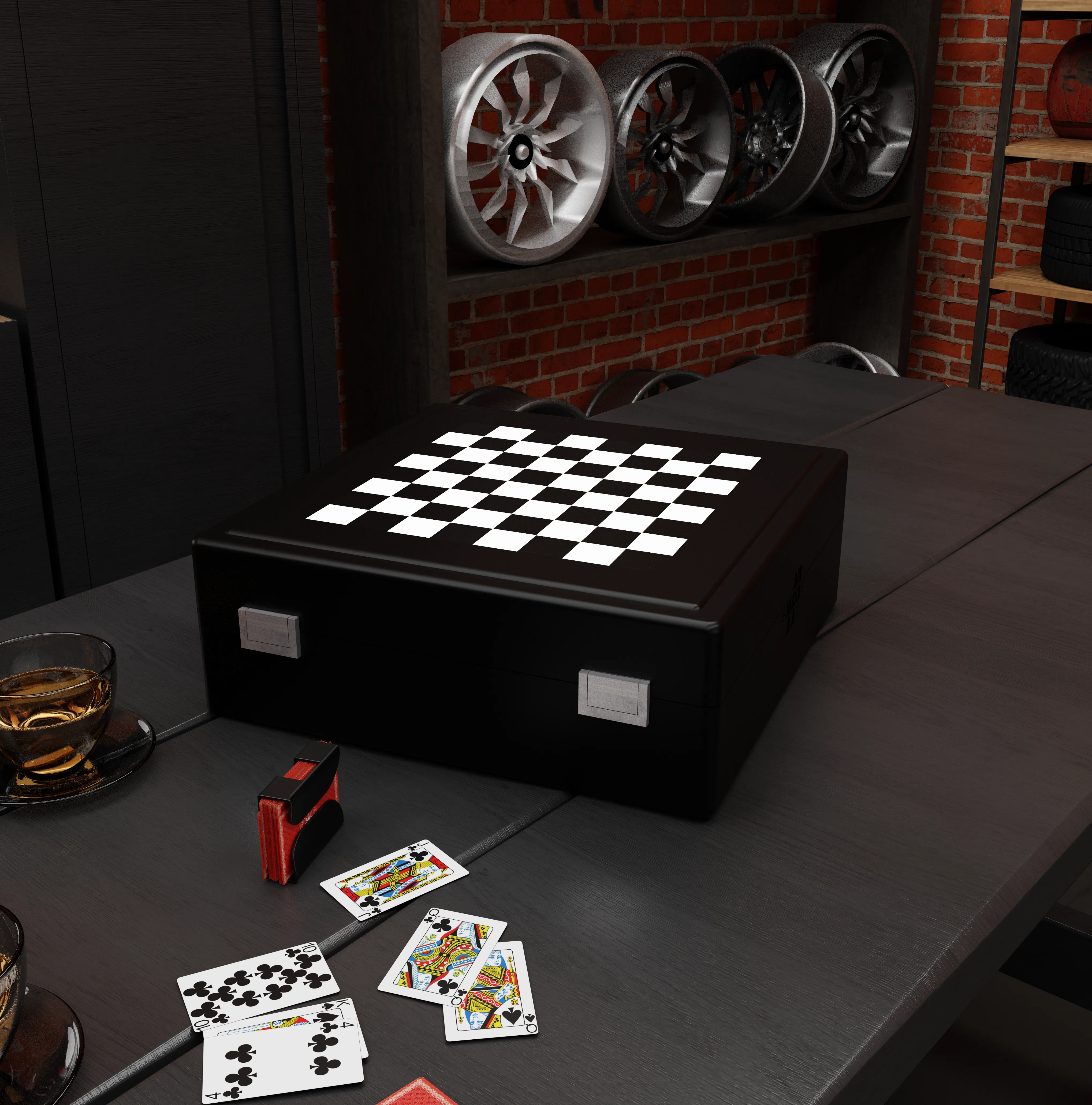 Game set in a garage